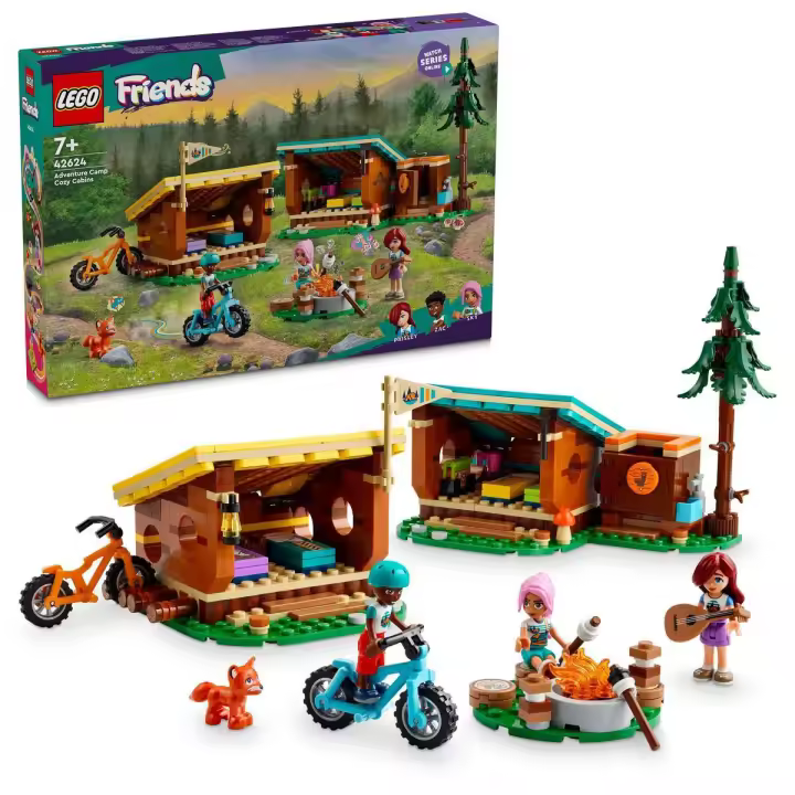 LEGO 42624 Friends Campamento de Aventura: Cabañas Confortables Juguete, juego en la naturaleza - 1