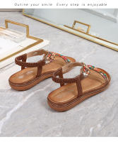 Zapatos de playa con diamantes de imitación 2025, cabeza redonda, tacón plano de alta gama, estilo hueco, cómodos zapatos de mujer para pleno verano - details 30