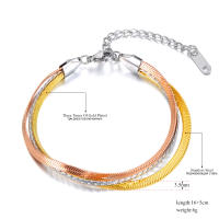 Pulsera De Cadena De Serpiente De Titanio Y Acero Inoxidable Para Mujer Lokaer Pulsera Bohemia De Tres Colores Trendy Joyería Para Fiesta B21124 - details 1