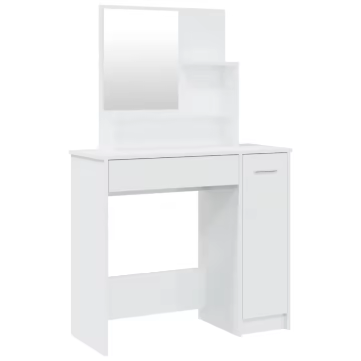 Tocador con espejo blanco brillante 86,5x35x136 cm - 1