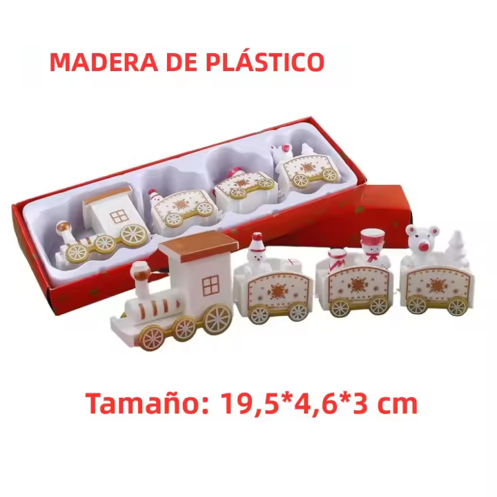 Adorno De Navidad De Tren De Madera/Plástico Decoración De Feliz Navidad Para El Hogar Regalos De Xmas 2023 Día De Año Nuevo 2024 - 1