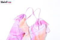 Vestido De Fiesta Para Mujer Verano Sin Espalda Con Encaje Y Tirantes Estampado De Flores Irregular Tassel Bandage Slim - details 7