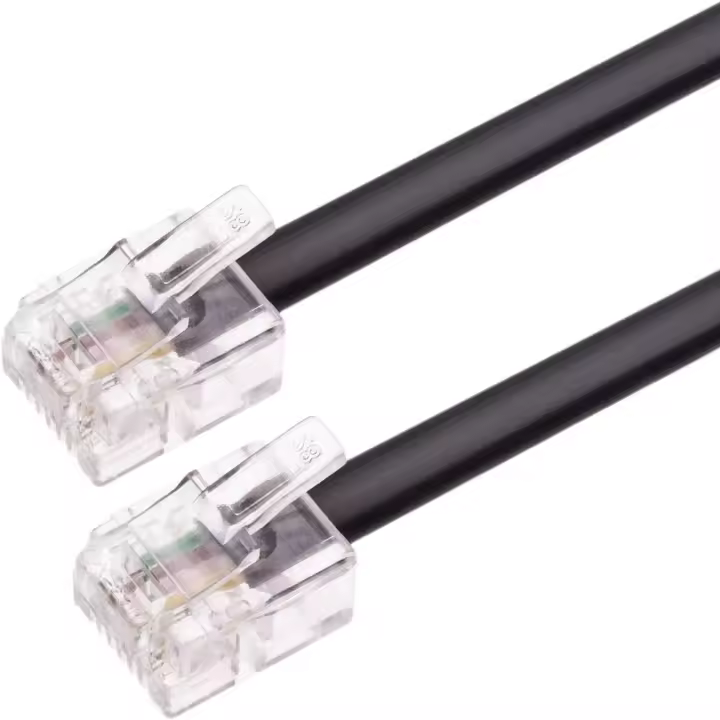 CABLEPELADO - Cable de telefono RJ11 | Cable Modular 6P4C | Cable Western RJ11 | Cable de Teléfono Fax Módem Router DSL VDSL ISDN Internet | Negro | 3 metros - 1