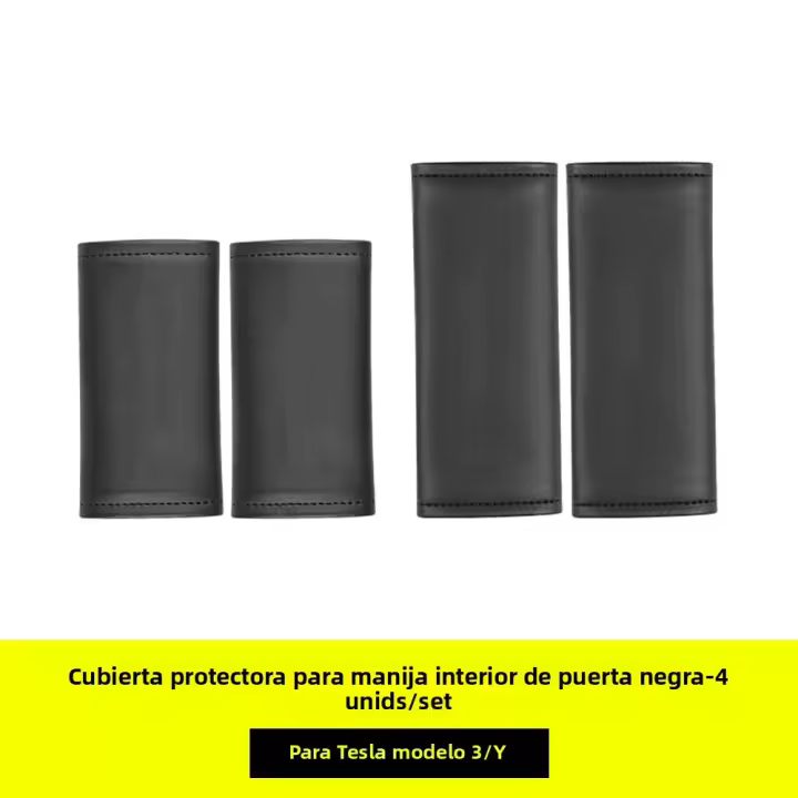 4PCS Cubierta Protectora De Manija Interior De Puerta Para Tesla Model 3/Y En Cuero PU Accesorios De Auto Para Estilo Interior - 1