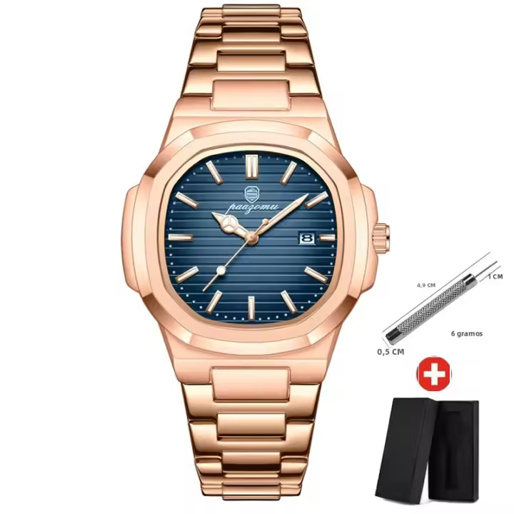 Reloj De Pulsera Para Hombre PAAZOMU Lujo Resistente Al Agua Con Luminosidad Cronógrafo Acero Inoxidable Cuarzo Reloj Hombre - 1