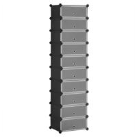 Organizador de zapatos modular, color blanco o negro, zapatero elegante con 10 estantes ajustables, apilable, con puerta - details 19