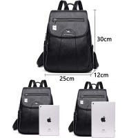 Mochila Para Mujer 2022 Nueva De Cuero Suave De Alta Calidad Banda De Hombro Arco Gran Capacidad Para Viajes Y Escuela Color Negro - details 5