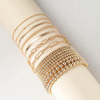Set De 15 Pulseras Retro Punk Cubanas Para Mujer Elegantes De Color Oro Con Cuentas Huecas CCB Ajustables Moda Hip Hop Joyería - details 4