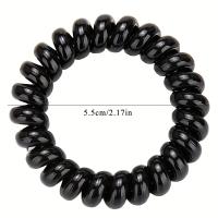 5pcs/Set Almohadillas De Cabello Elásticas En Color Negro Básico Para Mujeres Y Niñas Accesorios De Cabello Espiral Teléfono Cord Scrunchies Ponytail Holder - details 2
