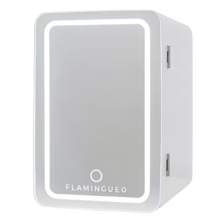 Flamingueo Nevera Pequeña 6,5L - Mini Nevera Espejo y Luz LED Nevera 12V/220V Función Frío y Calor Nevera Cosmeticos Nevera Skincare Mini Fridge - 1
