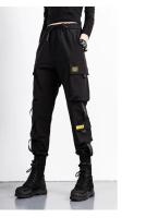 Pantalones De Cargo Casual Para Mujer Estilo Hip Hop Moda Deportiva Pantalones Harem Coreanos Con Varios Bolsillos Negro Talla 5XL - details 9
