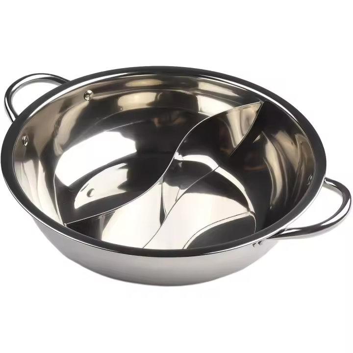 Olla doble de acero inoxidable Shabu-shabu para cocina de inducción y estufa de gas, adecuada para cenas familiares de 2 a 3 personas (30 cm) - 1