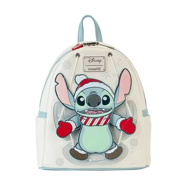 Bolso De Hombro Doble De Cuero PU Con Estampado De Stitch De Navidad De Disney Para Niños Bolsa Escolar Regalo Lindo Y Cartoon - 1