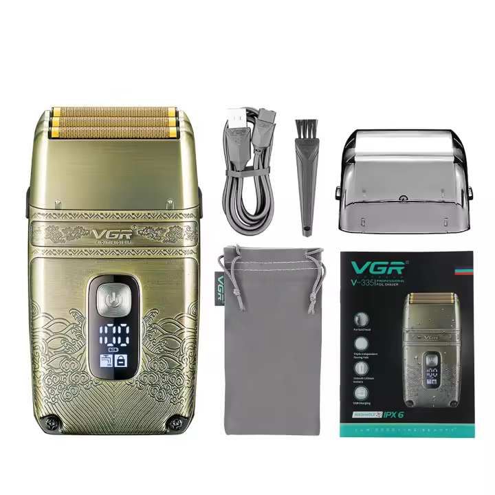 VGR Afeitadora Eléctrica Profesional Para Hombres Cincel De Barba Impermeable Con Pantalla Digital Afeitadora De Acero Inoxidable V-335 - 1
