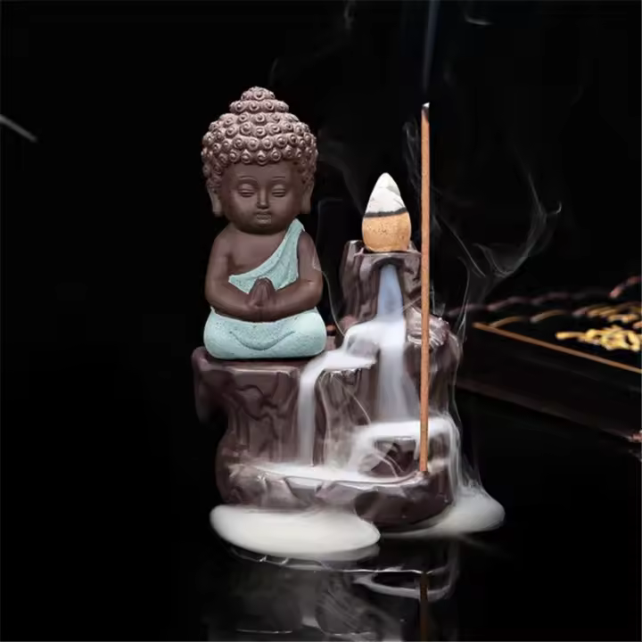 Pequeño Monje Censer Creativo Decoración De Hogar Porta Incienso Budista Burner De Retroalimentación Para Uso En Casa Teahouse - 1