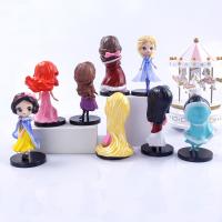 Disney Figuras De Acción De Princesa Kawaii Q 6-8Pcs Snow White Ariel Belle Rapunzel Para Niñas Juguete Modelo De Hielo Y Fuego - details 5