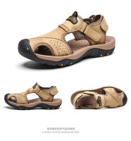 Sandalias De Verano Para Hombre Talla Grande 2023 Cuero Genuino Moda Sandalias Transpirables Con Cierre De Correa Antideslizantes Talla 38-47 - details 1