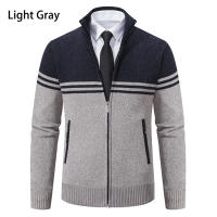 Chaqueta De Punto Para Hombre Con Cuello Erguido Y Cremallera Estilo Casual Thicken Fleece Caliente Suéter Con Patrón Rayado Abrigo De Invierno - details 4