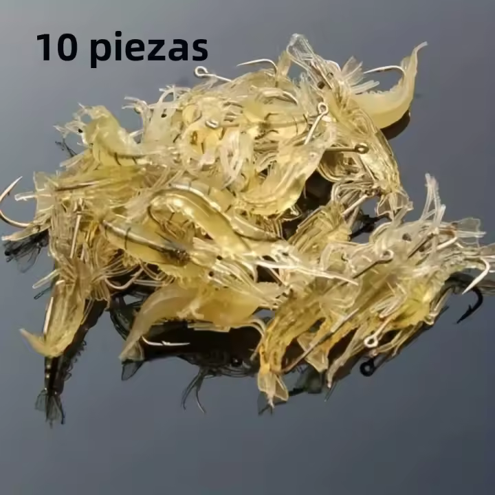 Goture Arrugas De Camarón Para Agua Dulce Y Salada Con Anzuelo Fino Y Abalorios Set De 20pcs Lanzadores De Señalización Luz - 1