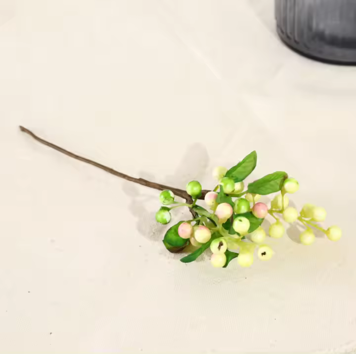 Rama De Flores Artificiales De Seda Rojo Durazno Para Decoración De Casas Bodas DIY Adornos De Navidad Berro Falso Flores - 1