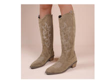 Botas De Vaquero Bordadas Para Mujer Con Punta Puntiaguda Y Tacón Grueso Botas Largas De PU Cuero Falso Botas De Rodilla Alta Para Otoño - details 10