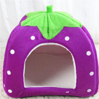 Casa De Perro Gato Forma De Fresa Plegable Cálida Y Suave Para Invierno Sofá Cueva Para Pequeños Perros Y Gatos Nido De Mascota - details 1
