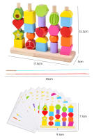 Juguete De Montessori De Madera Con Cuentas Para Niños Juego De Alineación De Formas Juguete De Sorting Y Pila Para Bebés Juguete De Hilo Para Desarrollo Motor Fine - details 4