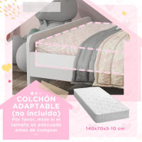 ZONEKIZ Cama para Niños de 3-6 Años 143x74x67 cm Cama Infantil de Madera en Forma de Unicornio Mueble de Dormitorio Moderno Carga 80 kg Blanco - details 6