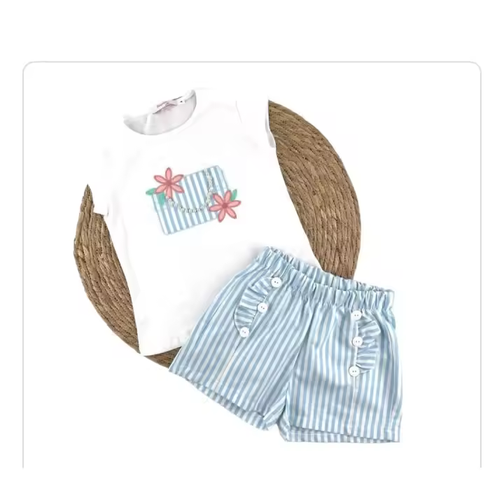 Diverchic conjunto de niña con camiseta  con perlas y pantalon fabricado en España - 1