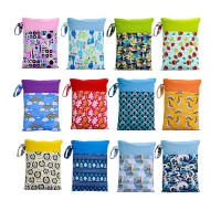 BIAI Beautiful Pattern Polyester Baby Waterproof Swimsuit Bag Double Pocket Baby Diaper Dry Mini Wet Bag Diaper Nappy Bag 25*35 - details 5