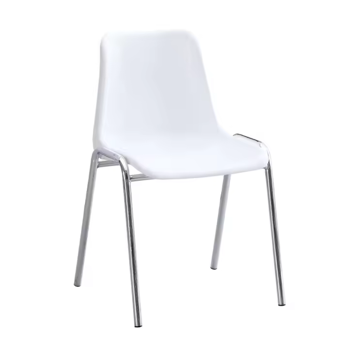 ORION91 Silla CASTOR Apilable Monoblock Polipropileno Blanco Patas Cromada Comedor Oficina Salón Teletrabajo Cocina - SpazioLuzio - 1