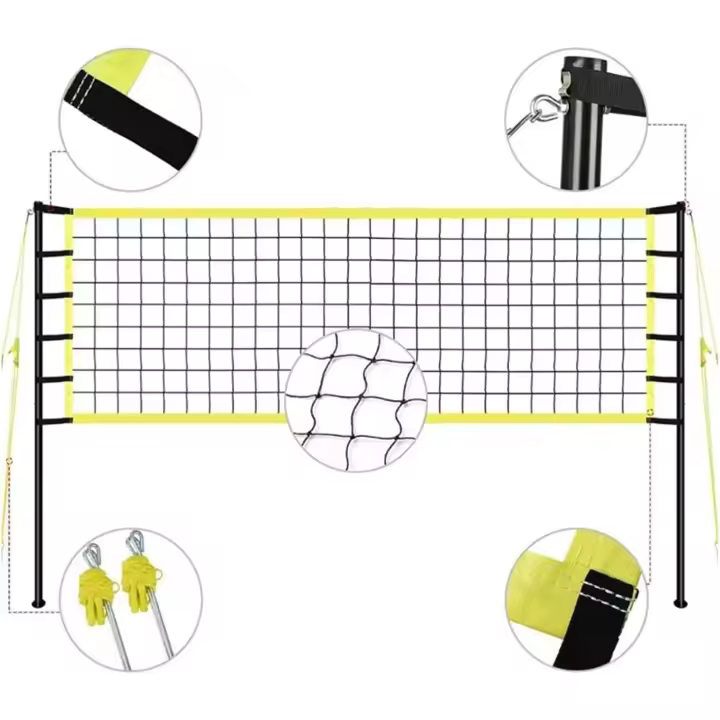 ALLINLIFE Rete Pallavolo Da Giardino,Juego De Red De Voleibol, Juego Completo De Red De Voleibol Plegable,Red De Voley Playa Hierba,Sistema De Marcado De Campo,Voleibol Bolsa De Almacenamiento,Altura Ajustable - 1