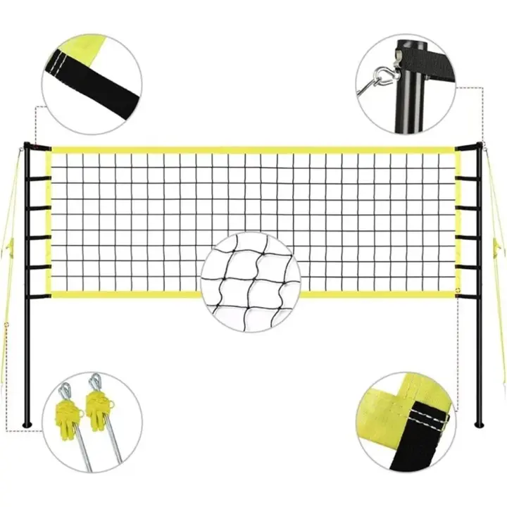 ALLINLIFE Rete Pallavolo Da Giardino,Juego De Red De Voleibol, Juego Completo De Red De Voleibol Plegable,Red De Voley Playa Hierba,Sistema De Marcado De Campo,Voleibol Bolsa De Almacenamiento,Altura Ajustable - 1
