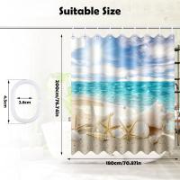 Cortina de Ducha Antimoho Poliéster Lavable Opaco Canvas, Curtain Partition, with 12 Ganchos de Ducha para Bañera Familia Hoteles Autocaravana Dormitory, 180x180CM - details 2