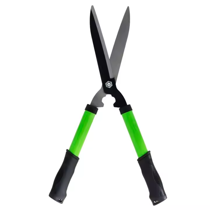 Tradineur - Tijera cortasetos, tijeras para podar a dos manos, cizalla para setos, hoja de 185 mm y mango ergonómico, jardinería, 53 cm, modelo aleatorio - 1