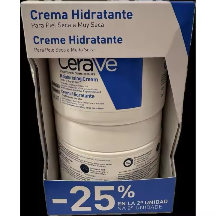 DUPLO CeraVe Crema Hidratante para Piel Seca a Muy Seca (2 x 340g) - Pack Ahorro en Tarro con 3 Ceramidas y Ácido Hialurónico - 1