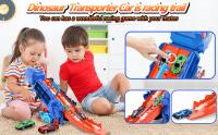 Nuevos Juguetes De Dinosaurios Transportistas Con Carril Deslizante Cuatro Buggy De Aleación Transformables Track Plegable Tyrannosaurus Regalos Para Niños - details 7
