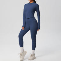 SSITO Traje de Yoga de 2 UDS., Conjunto Deportivo de Gimnasio para Mujer, chándales para correr con Cremallera, ropa Deportiva de entrenamiento, Camisa Deportiva Larga de manga, ropa de Yoga - details 14