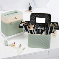 Caja De Maquillaje Para Viajes De Gran Capacidad En PU Cuero Portátil Organizador Multicapa De Cosméticos Para Mujeres Caja De Almacenamiento De Toallitas Europeas - details 6