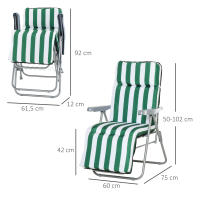 Outsunny 2 Tumbonas Plegables de Jardín Sillas de Gravedad Cero de Acero con Cojín Acolchado Respaldo Ajustable en 5 Posiciones y Reposapiés 60x75x66-102 cm - details 2