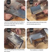 Barbacoa De Acero Inoxidable Multi-Funcional Para Camping Con Soporte De Horno Y Malla De Combustible Para Tiendas De Alimentos Calientes - details 4