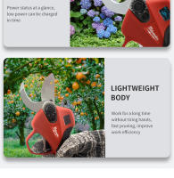 Tijeras Eléctricas De Podar Sin Cable Milwaukee 18V Motor Brushless Pantalla LED Herramienta De Jardín Para Frutas Y Bonsái - details 2