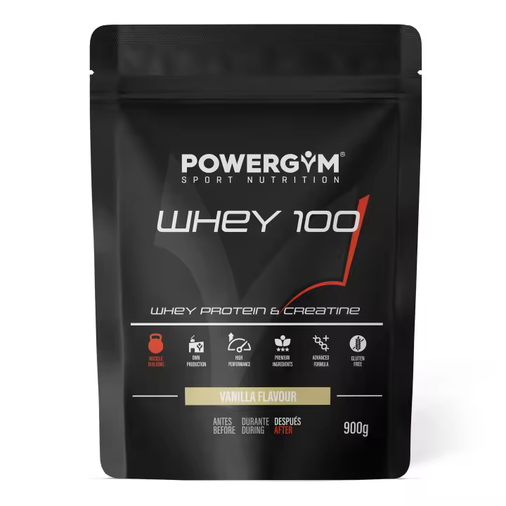 POWERGYM  Whey 100 Concentrado de Proteínas de Suero - Proteína con creatina, L-Glutamina, Vitaminas y Antioxidantes – Sin Azucares añadidos - 1