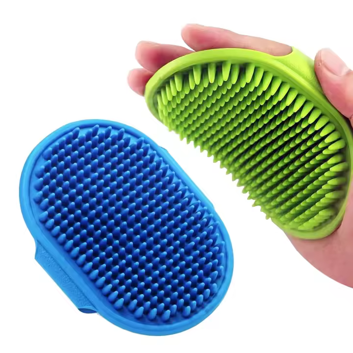 Verde - Cepillo de Baño Para Perros y Mascotas Lilpep - Goma de Masaje Calmante - Mango Ajustable - 1