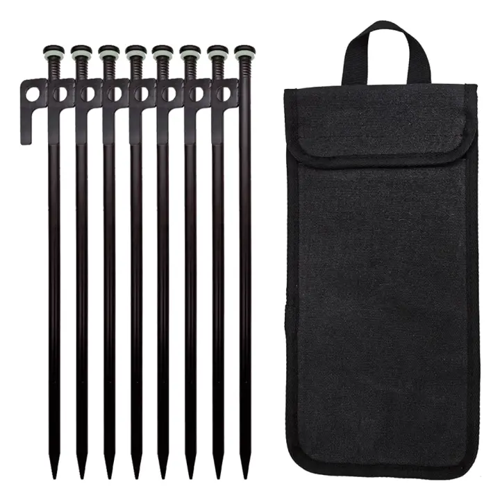 Juego De 4/8 Piezas De Clavos De Luz Nocturna Para Tienda De Campaña Extensos Y Fortalecidos Anti-Viento Para Fijación De Canopy De Acero - 1