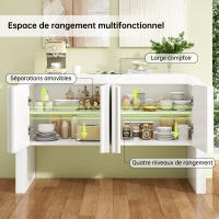 Aparador de Coqueto de Esquina Redondo con Luz brilliant y Elegancia Moderna, Puerta magnética con Protección antivuelco, adecuado para Cocina, Coqueto, Salón, Hogar - details 4