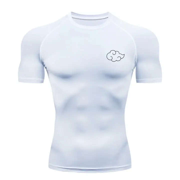 Camiseta De Compresión Para Imprimir Nube Para Hombres Camisetas De Entrenamiento En El Gimnasio Running Deportes Secado Rápido Tops Activos - 1
