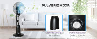 Ventilador Pulverizador de Pie 90W con Ruedas, 3 Velocidades + Función Humidificador Nebulizador - Tanque 2.8L, Oscilación 70°, 5 Aspas Silenciosas, Ideal para Interiores/Exteriores, Diseño Negro Moderno, 44.5x120 cm - details 3
