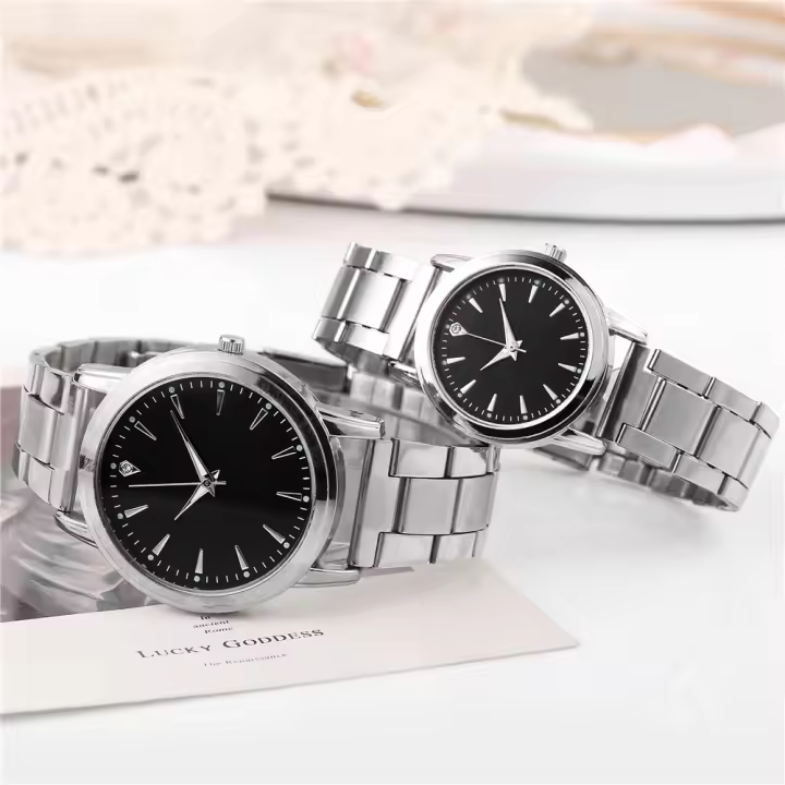 Reloj De Pareja Para Hombres Y Mujeres Reloj De Moda De Acero Inoxidable Reloj Analógico De Negocios Reloj De Cuarzo Sin Caja - 1
