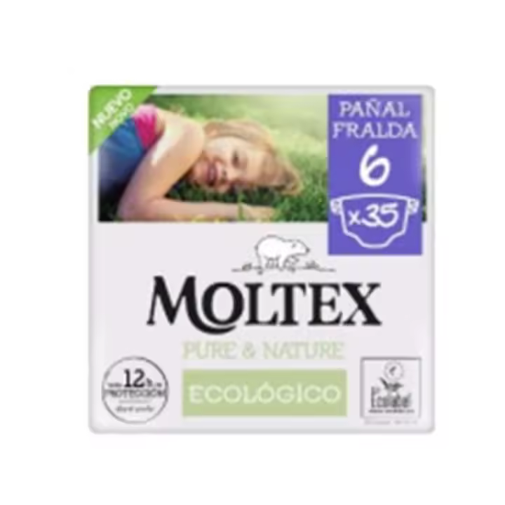 PAÑAL MOLTEX Pure & Nature Ecológico Talla 6 (17-28kg) 35 Uds - 1